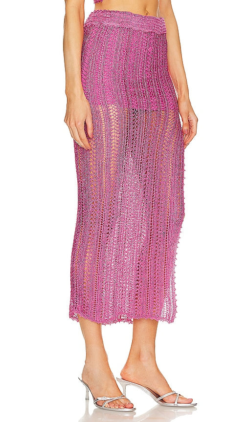 SER.O.YA Sandy Crochet Skirt in Pink