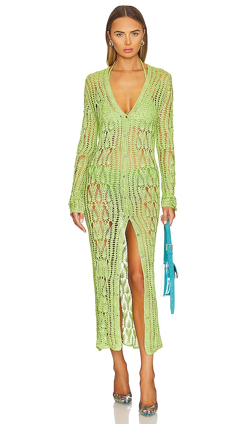 SER.O.YA Allison Crochet Cardigan in Green