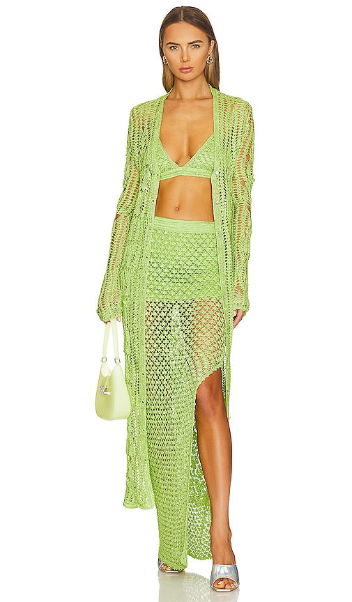 SER.O.YA Allison Crochet Cardigan in Green - SER.O.YA Cardigan au crochet Allison en vert - SER.O.YA Allison 绿色钩针开衫 - SER.O.YA Allison Häkel-Cardigan in Grün - SER.O.YA 앨리슨 크로셰 가디건그린 ​​색상 - Cardigan all'uncinetto Allison SER.O.YA in verde