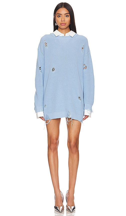 SER.O.YA Chloe Sweater Dress in Baby Blue - SER.O.YA Robe pull Chloé en bleu bébé - SER.O.YA Chloe 淡蓝色毛衣连衣裙 - SER.O.YA Chloe Pulloverkleid in Babyblau - SER.O.YA 클로이 스웨터 드레스 - SER.O.YA Abito maglione Chloe in celeste