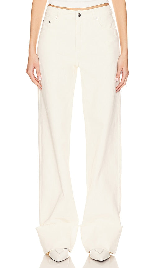 SER.O.YA Margot Cuffed Wide Leg in White - SER.O.YA Margot jambe large à revers en blanc - SER.O.YA Margot 白色翻边阔腿裤 - SER.O.YA Margot weites Bein mit Bündchen in Weiß - SER.O.YA 마고 커프드 와이드 레그 화이트 색상 - SER.O.YA Gamba larga con risvolto Margot in bianco