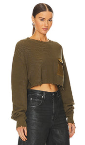 SER.O.YA Mid Cropped Devin Sweater in Army