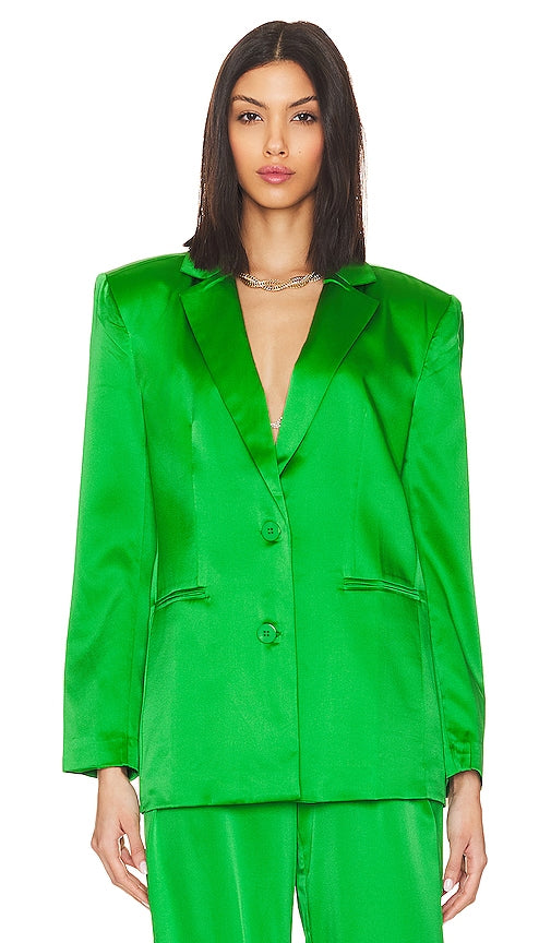 SER.O.YA Motlee Silk Blazer in Green