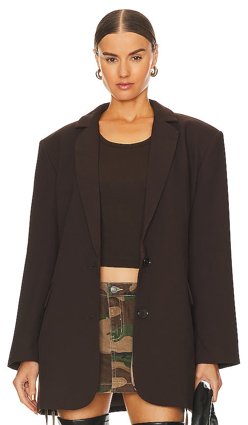 SER.O.YA Raven Blazer in Brown - SE.O.YA Blazer Raven en Marron - SER.O.YA 棕色乌鸦西装外套 - SER.O.YA Rabenblazer in Braun - SER.O.YA 레이븐 블레이저 브라운 색상 - SER.O.YA Blazer corvo in marrone