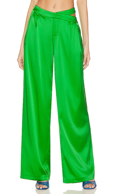 SER.O.YA Zarri Silk Pant in Green - Pantalon en soie SER.O.YA Zarri en vert - SER.O.YA Zarri 绿色丝绸长裤 - SER.O.YA Zarri Seidenhose in Grün - SER.O.YA Zarri 실크 팬츠 - SER.O.YA Zarri Pantaloni in seta in verde