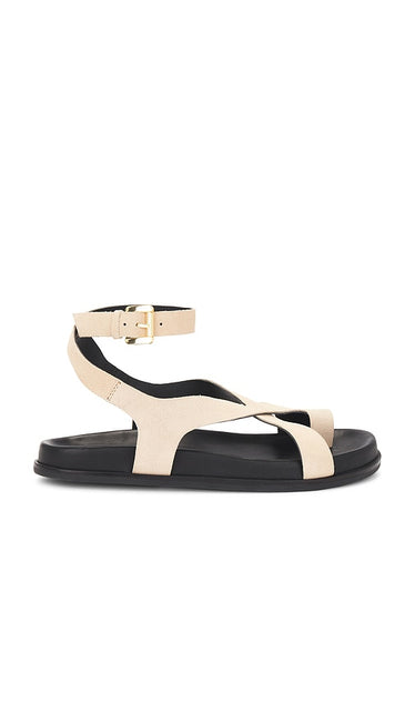 Seychelles Fritz Sandal in Beige | Beige Suede Flat Sandals for Women