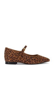 Seychelles Pardon Me in Brown | Tan Leopard Suede Mary Jane Flats for Women