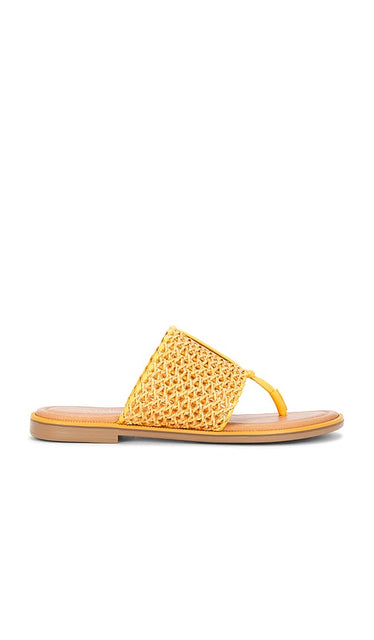Seychelles Florence Sandal in Yellow | Yellow Raffia Flat Sandals for Women