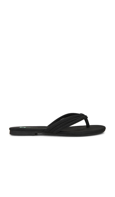 Seychelles Laguna Sandal in Black | Black V-nubuck Flip Flop Sandals for Women
