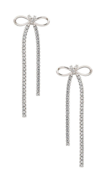 SHASHI Bianca Bow Earring in Metallic Silver