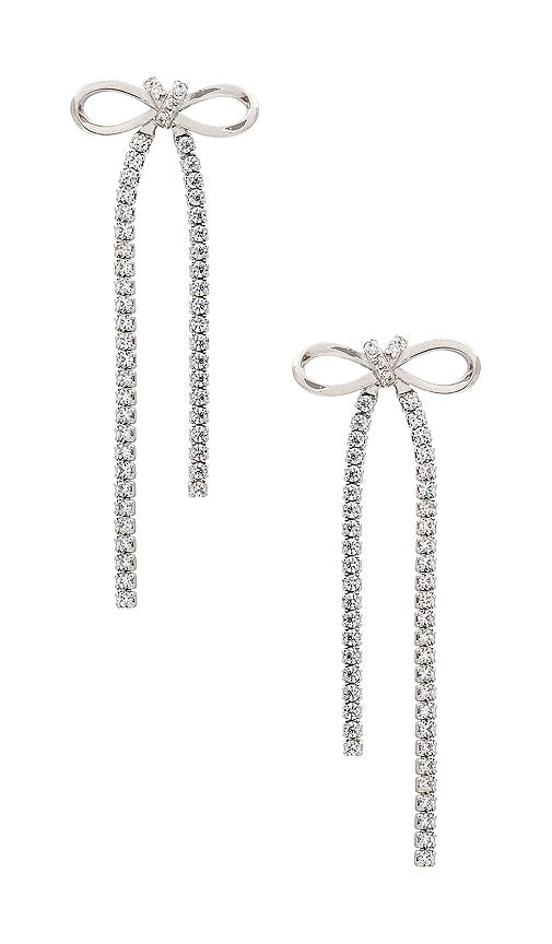 SHASHI Bianca Bow Earring in Metallic Silver