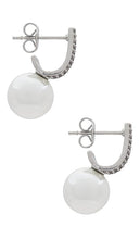 SHASHI Classique Pave Pearl Earring in Metallic Silver