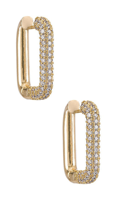 SHASHI Cosmo Pave Hoop in Metallic Gold