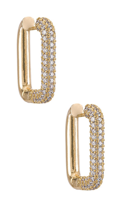 SHASHI Cosmo Pave Hoop in Metallic Gold