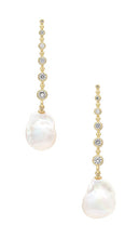 SHASHI Diamond Baroque Drop Earring in Metallic Gold