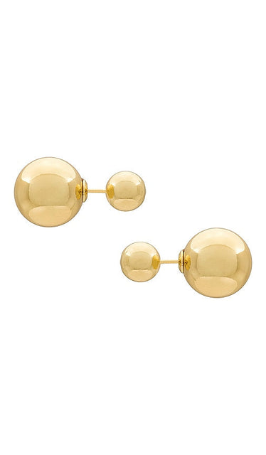 SHASHI Double Ball Earring in Metallic Gold