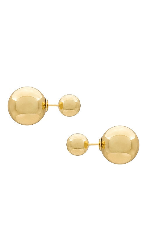 SHASHI Double Ball Earring in Metallic Gold