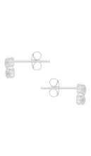 SHASHI Double Cz Stud Earring in Metallic Silver