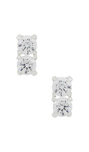 SHASHI Double Cz Stud Earring in Metallic Silver
