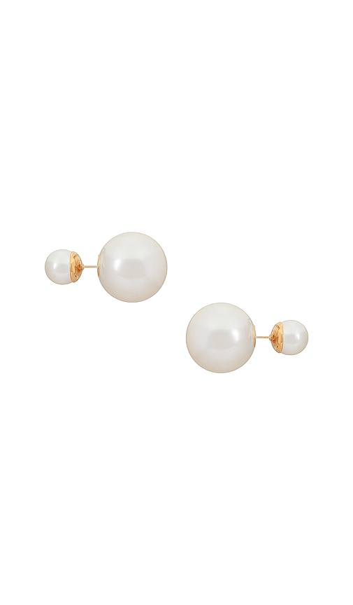 SHASHI Double Pearl Earrings in Ivory