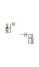 SHASHI Double Solitaire Stud in Metallic Silver