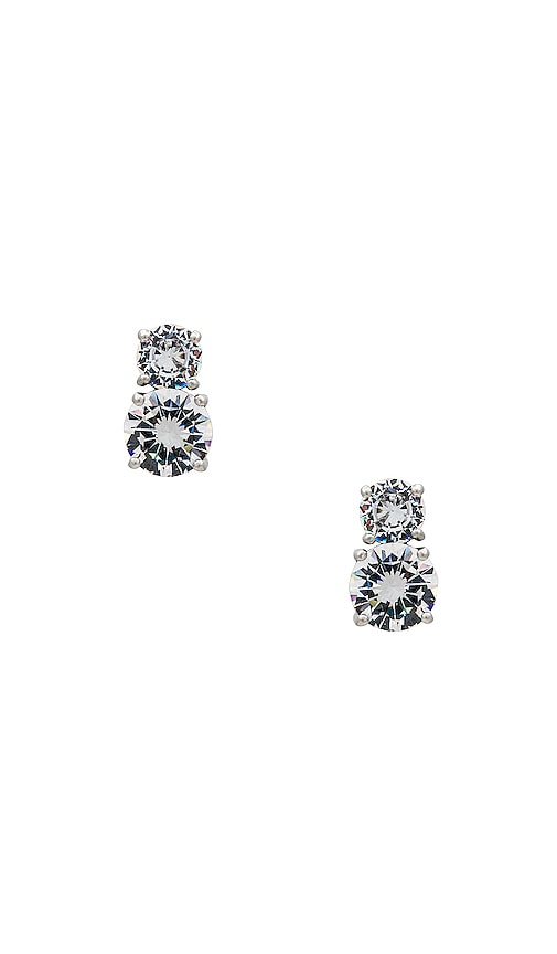 SHASHI Double Solitaire Stud in Metallic Silver