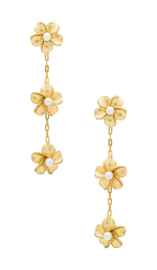 SHASHI Flower Drop Earring in Metallic Gold