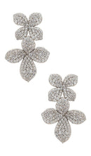 SHASHI Flower Pave Drop Earring in Metallic Gold