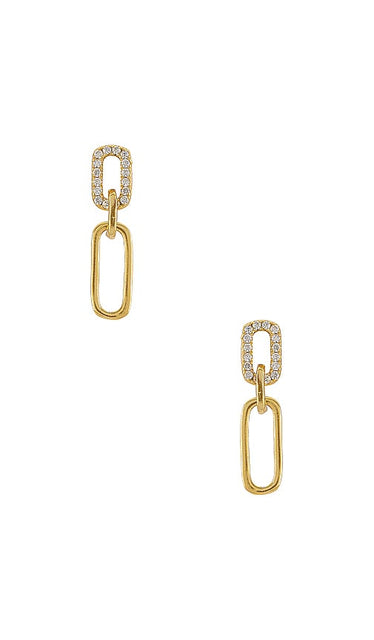 SHASHI Justice Pave Earrings in Metallic Gold