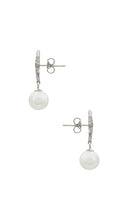 SHASHI Lacey Pearl Earring in Metallic Silver