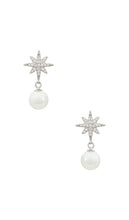 SHASHI Lacey Pearl Earring in Metallic Silver