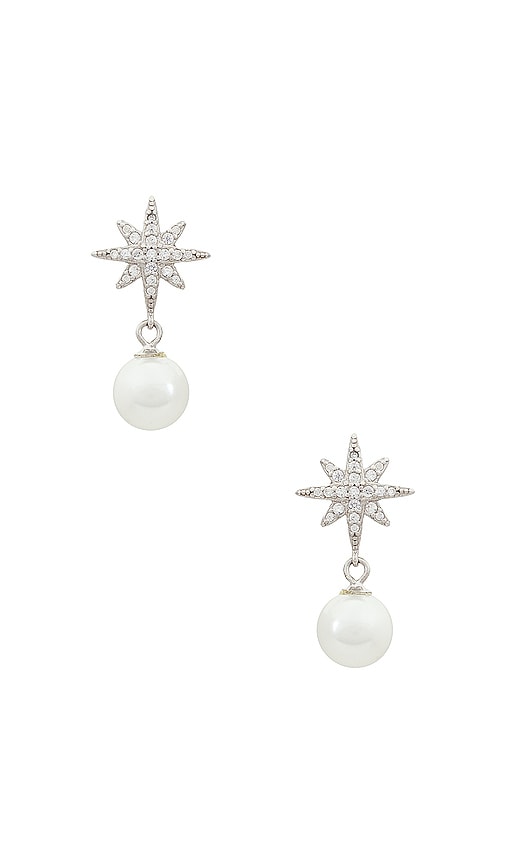 SHASHI Lacey Pearl Earring in Metallic Silver