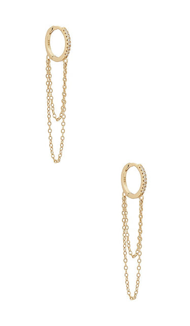 SHASHI Pave Chain Huggie in Metallic Gold