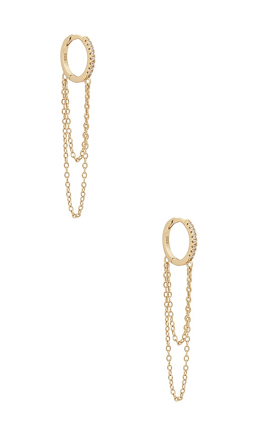 SHASHI Pave Chain Huggie in Metallic Gold