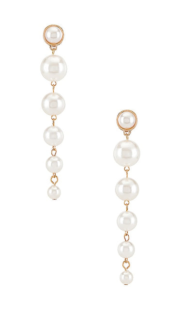 SHASHI Pearl Drop Earrings in Metallic Gold