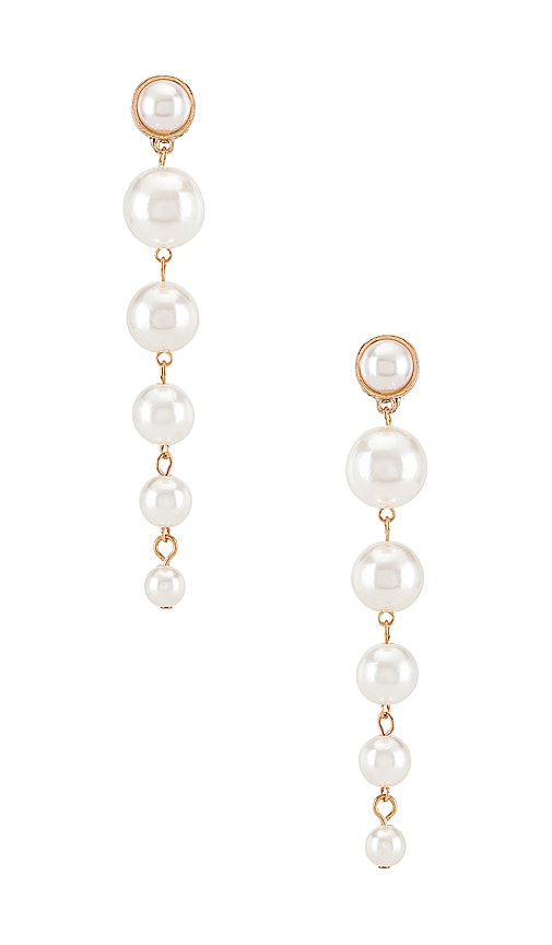 SHASHI Pearl Drop Earrings in Metallic Gold
