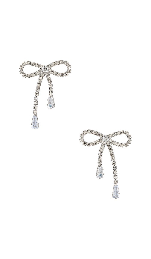 SHASHI Petite Bow Earrings in Metallic Silver