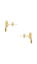 SHASHI Petite Pave Bow Stud in Metallic Gold