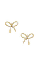SHASHI Petite Pave Bow Stud in Metallic Gold