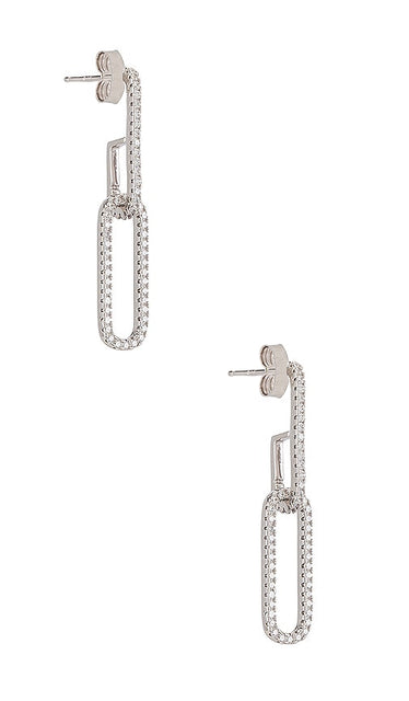 SHASHI Staple Pave Earring in Metallic Silver