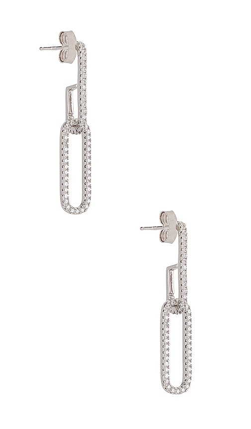 SHASHI Staple Pave Earring in Metallic Silver