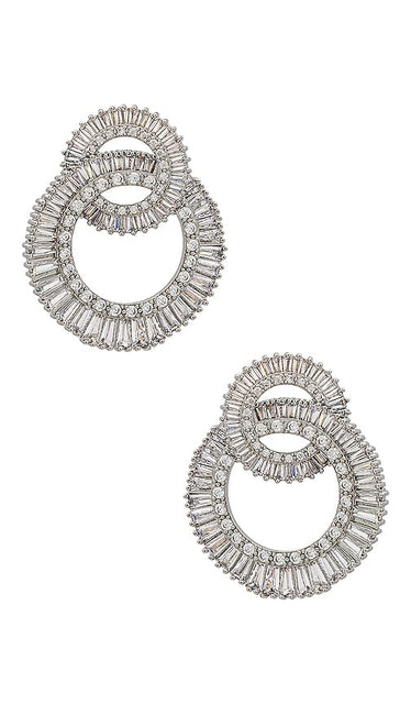 SHASHI Statement Earrings in Metallic Silver