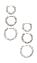 SHASHI Triples Hoop Set in Metallic Silver