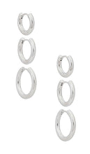 SHASHI Triples Hoop Set in Metallic Silver