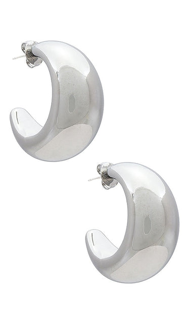 SHASHI Tsuki Hoops in Metallic Silver