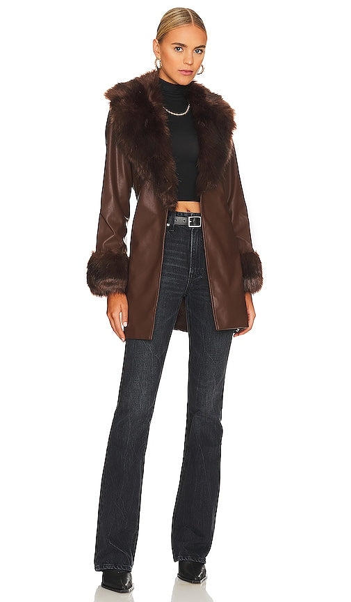 Show Me Your Mumu Penny Lane Faux Leather Jacket in Brown - Montrez-moi votre veste en similicuir Mumu Penny Lane en marron - 给我看看你的 Mumu Penny Lane 棕色人造皮夹克 - Zeigen Sie mir Ihre Mumu Penny Lane Kunstlederjacke in Braun - Show Me Your Mumu Penny Lane 인조 가죽 자켓 브라운 색상 - Mostrami la tua giacca in ecopelle Mumu Penny Lane in marrone