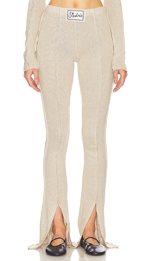 SIEDRES Mult Front Slit Pants in Beige - SIEDRES Pantalon Mult fendu sur le devant en beige - SIEDRES 米色多前开衩长裤 - SIEDRES Mult-Hose mit Schlitz vorne in Beige - SIEDRES 멀티 프론트 슬릿 팬츠베이지 색상 - Pantaloni con spacco frontale Mult SIEDRES in beige