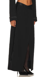 SIMKHAI Clarisse Overlap Maxi Skirt in Black