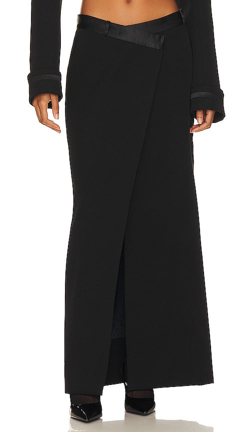 SIMKHAI Clarisse Overlap Maxi Skirt in Black - SIMKHAI - Jupe longue à chevauchement Clarisse en noir - SIMKHAI Clarisse 黑色重叠超长裙 - SIMKHAI Clarisse Overlap-Maxirock in Schwarz - SIMKHAI 클라리스 오버랩 맥시 스커트블랙 색상 - Gonna lunga SIMKHAI Clarisse sovrapposta in nero