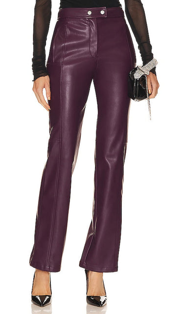 SIMKHAI Dahlia Straight Leg Pant in Wine - SIMKHAI Dahlia pantalon droit en vin - SIMKHAI Dahlia 酒红色直筒裤 - SIMKHAI Dahlia Hose mit geradem Bein in Wein - SIMKHAI 달리아 스트레이트 레그 팬츠 - Pantaloni a gamba dritta SIMKHAI Dahlia in vino